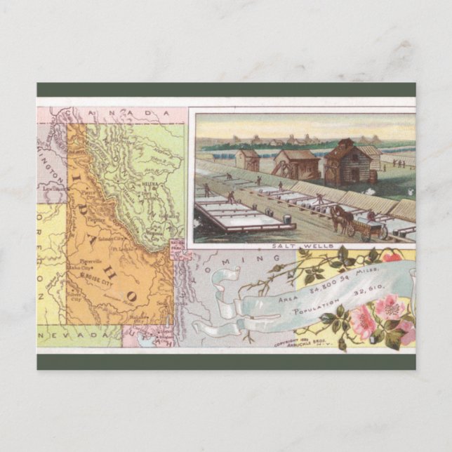 Carte Postale Vintage Idaho Map (Devant)