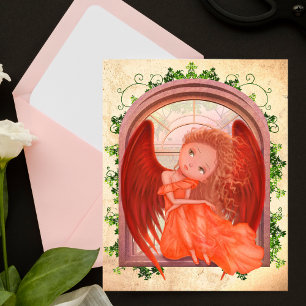Carte Postale Vintage illustration of cute fairy angel girl 