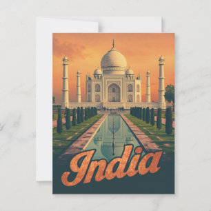 Carte Postale Vintage Inde Taj Mahal Travel
