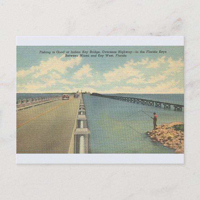 Carte postale vintage Indian Key Bridge Florida Ke (Devant)