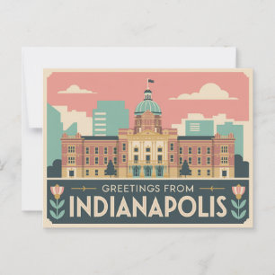 Carte postale vintage Indianapolis Salutations d