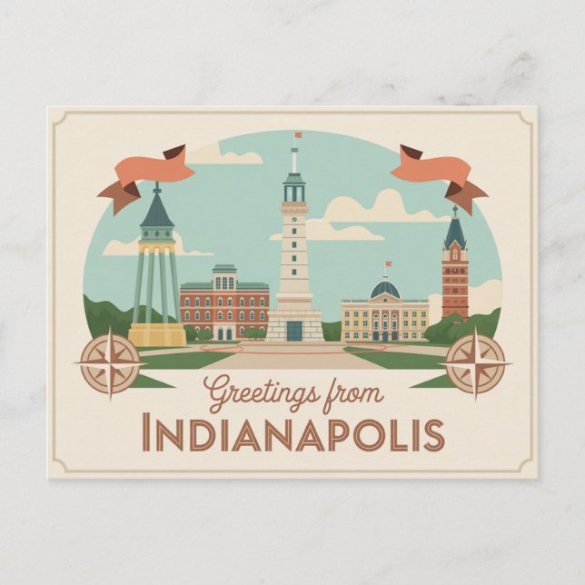 Carte postale vintage Indianapolis | Salutations d (Devant)