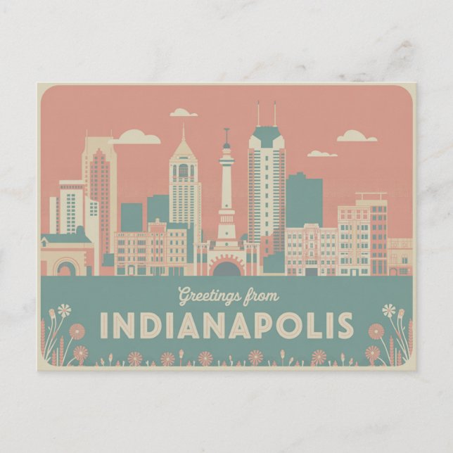 Carte postale vintage Indianapolis | Salutations d (Devant)