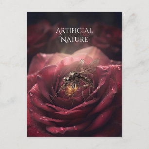 Carte postale vintage insecte rose steampunk   Art