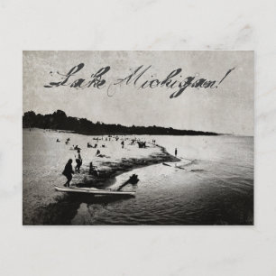 Carte postale vintage Inspiré Lake Michigan Beach