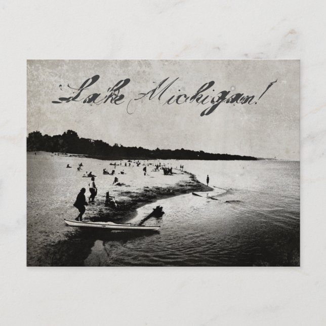 Carte postale vintage Inspiré Lake Michigan Beach (Devant)