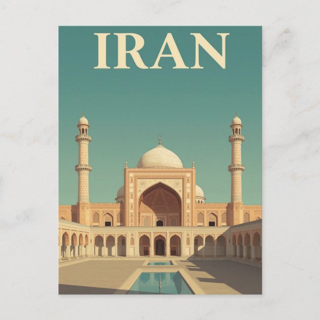 Carte Postale Vintage Iran Travel Poster Mosque Art (Devant)