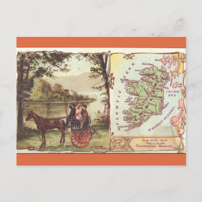 Carte Postale Vintage Ireland Map (Devant)