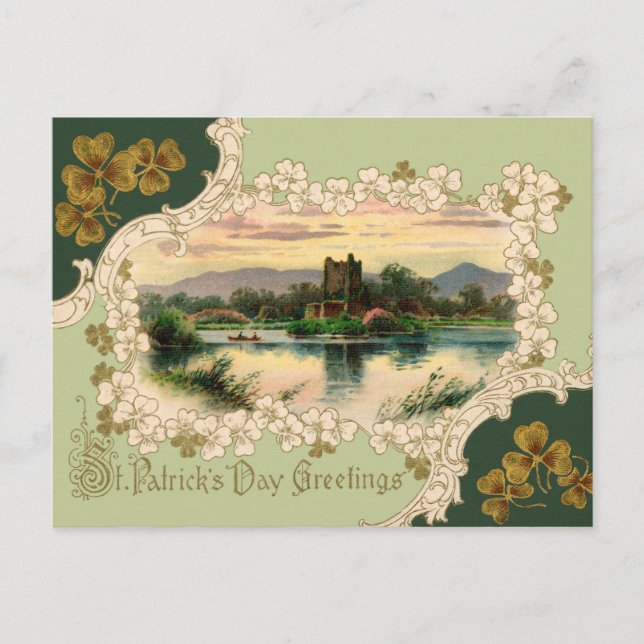 Carte Postale Vintage Irish Castle St. Patrick's Day (Devant)