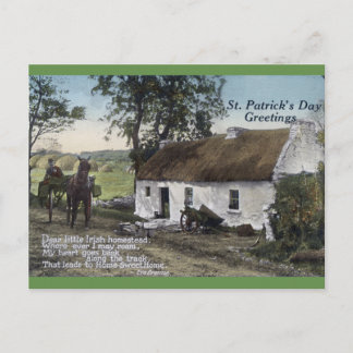 Carte Postale Vintage Irish Thatchage Cottage St. Patricks Day