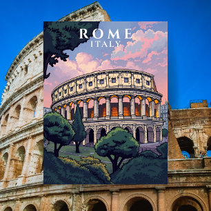 Carte Postale Vintage Italie Voyage Rome Italie Colosseum