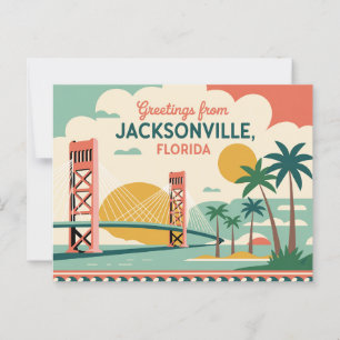 Carte postale vintage Jacksonville Salutations d