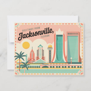 Carte postale vintage Jacksonville Salutations d