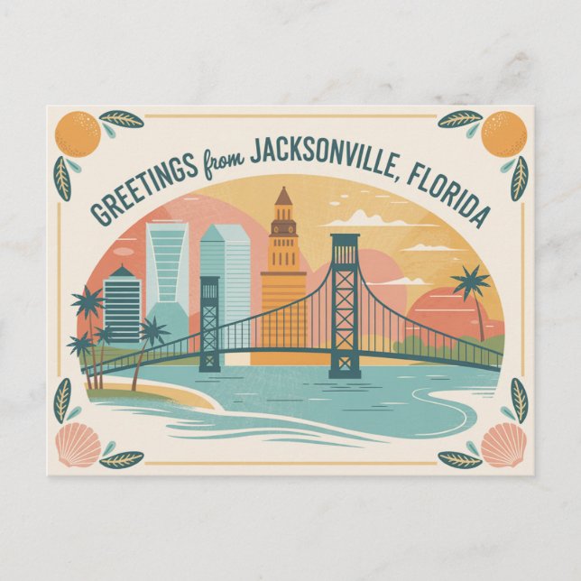 Carte postale vintage Jacksonville | Salutations d (Devant)