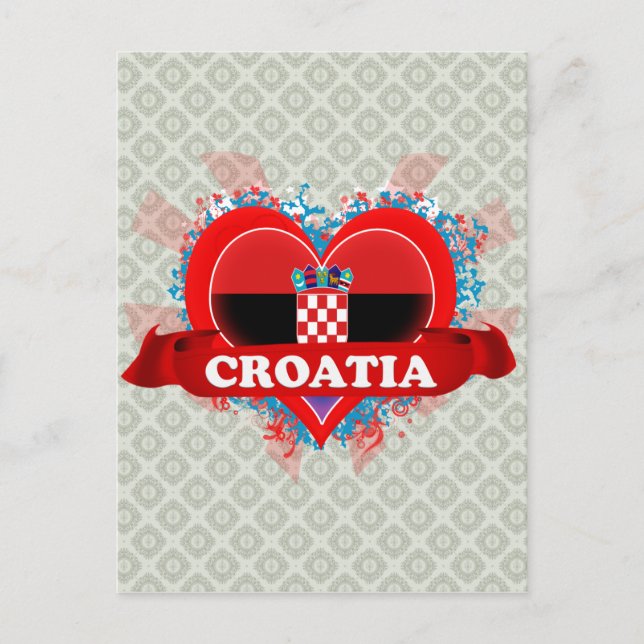 Carte Postale Vintage J'aime Croatie (Devant)