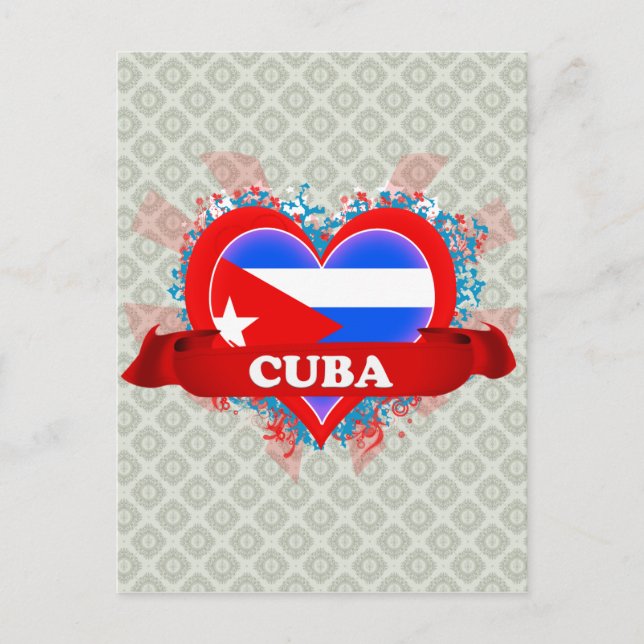 Carte Postale Vintage J'aime Cuba (Devant)