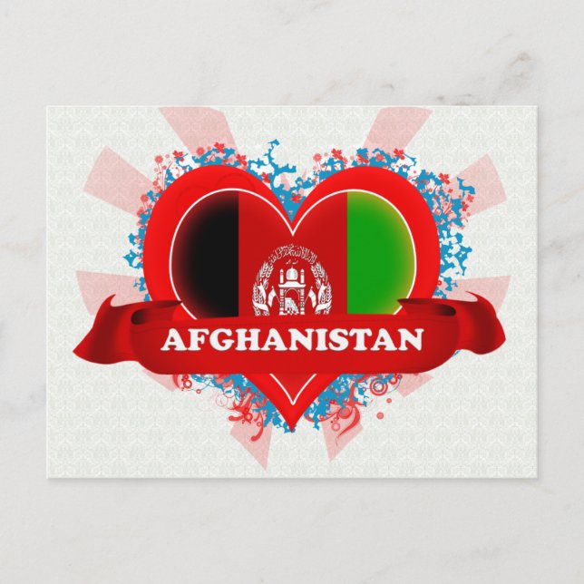 Carte Postale Vintage J'aime l'Afghanistan (Devant)