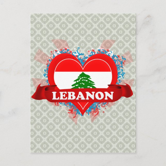 Carte Postale Vintage J'aime le Liban (Devant)