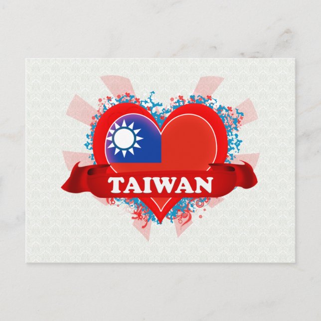 Carte Postale Vintage J'aime Taïwan (Devant)