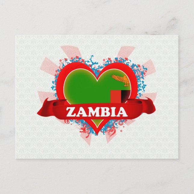 Carte Postale Vintage J'aime Zambie (Devant)