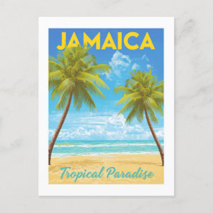 Carte Postale Vintage Jamaïque Tropical Paradise Palm Tree Beach