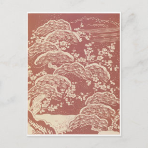 Carte Postale Vintage Japon Sakura Trees