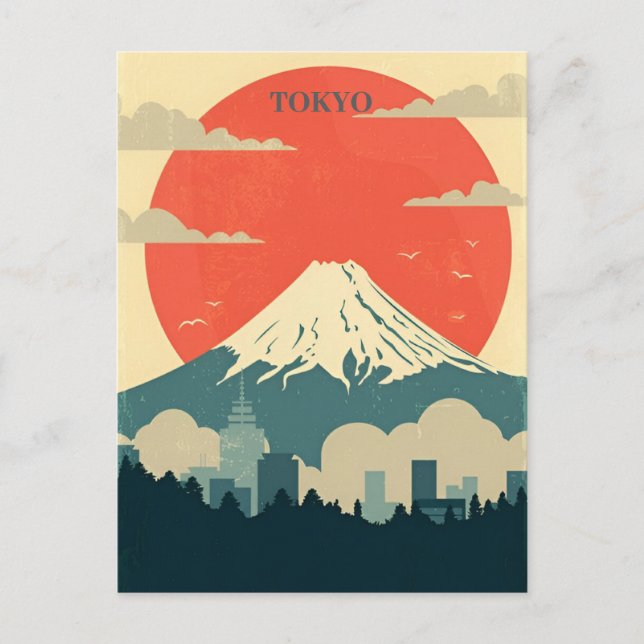 Carte Postale Vintage Japon tokyo Voyage aquarelle Asie (Devant)