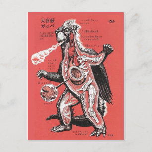 Carte postale vintage japonais Cutaway Monster