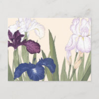Vintage japonais Floral Art Purple Iris Fleurs
