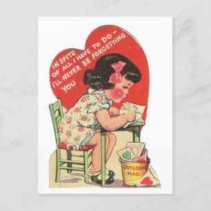 Carte Postale Vintage Je ne t'oublierai jamais Valentine