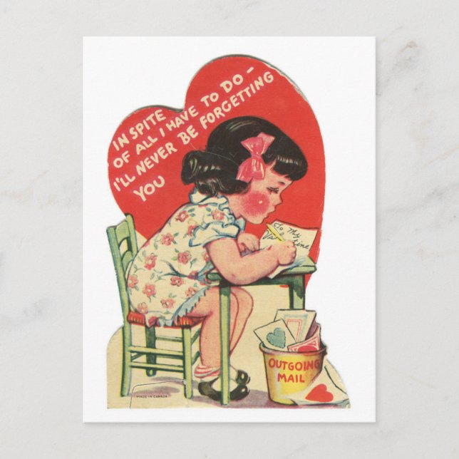 Carte Postale Vintage Je ne t'oublierai jamais Valentine (Devant)