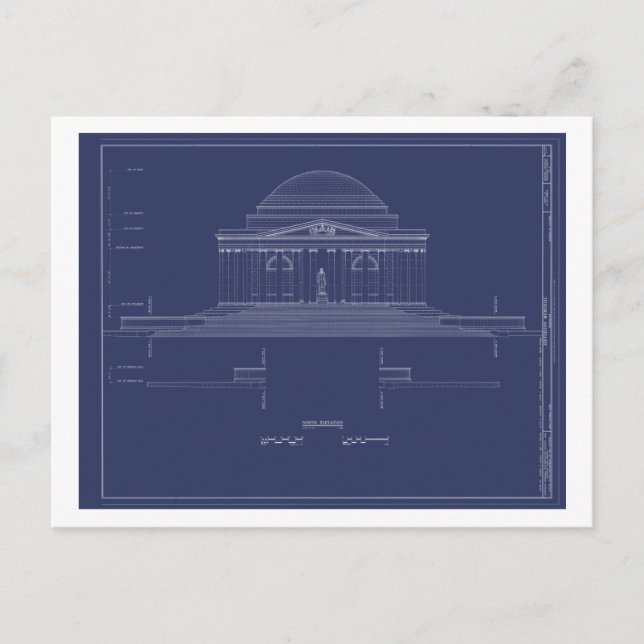 Carte Postale Vintage Jefferson Monument Blueprints (Devant)