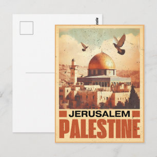 Carte Postale Vintage Jérusalem Mosquée Al-Aqsa Dôme du Rocher