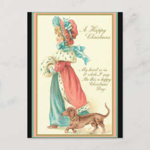 Carte Postale Vintage Jeune Dame & Dachshund Noël (copie)