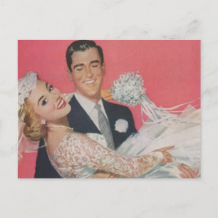 Carte postale vintage jeune mariée jeune marié cou