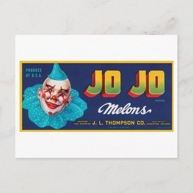 Carte Postale Vintage JO JO Melons Crate Étiquette (Devant)