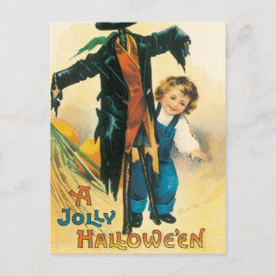 Carte Postale Vintage Jolly Halloween Épouvantail Ellen Clapsadd