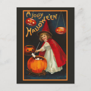 Carte postale vintage Jolly Halloween Witch