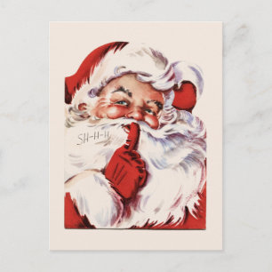 Carte postale vintage Jolly Old Père Noël Shhh Bei