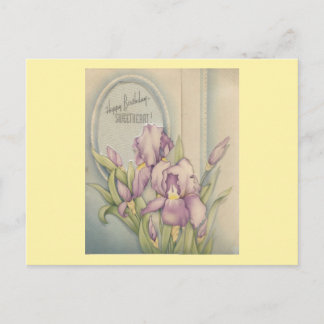 Carte Postale Vintage Joyeux Anniversaire Chéri Avec Iris
