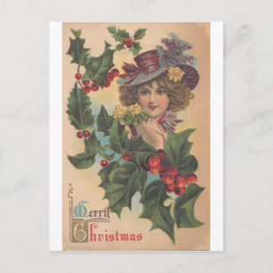 Carte postale vintage Joyeux Noël Gibson Girl