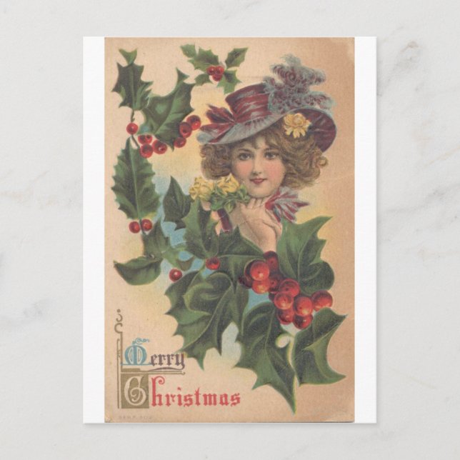 Carte postale vintage Joyeux Noël Gibson Girl (Devant)