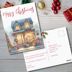 Carte Postale Vintage Joyeux Noël hiver Typographie