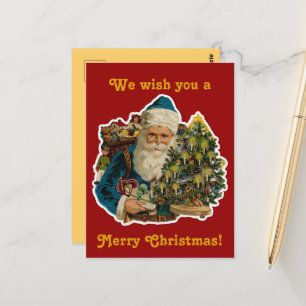 Carte Postale Vintage Joyeux Noël Père Noël sac de jouets