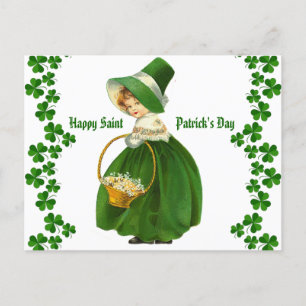 Carte Postale Vintage Joyeux Saint Patricks Day Girl Irish Dire