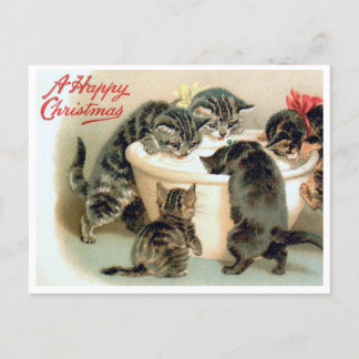 Carte Postale vintage Kitten - Chats de Noël migno