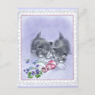 Carte postale vintage Kittens Antique Pearls