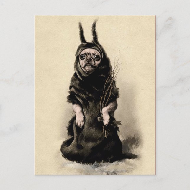 Carte postale vintage Krampus Chien (Devant)