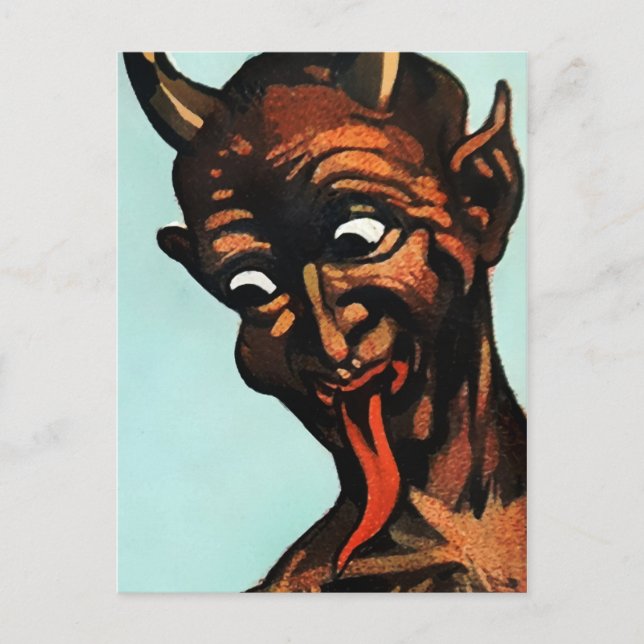 Carte postale vintage Krampus Face (Devant)