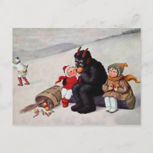 Carte Postale Vintage Krampus Manger